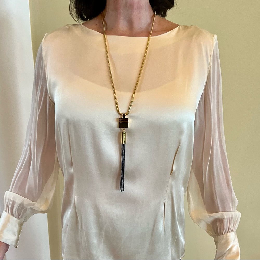 Vince Camuto Gold and Black Tassel Pendant